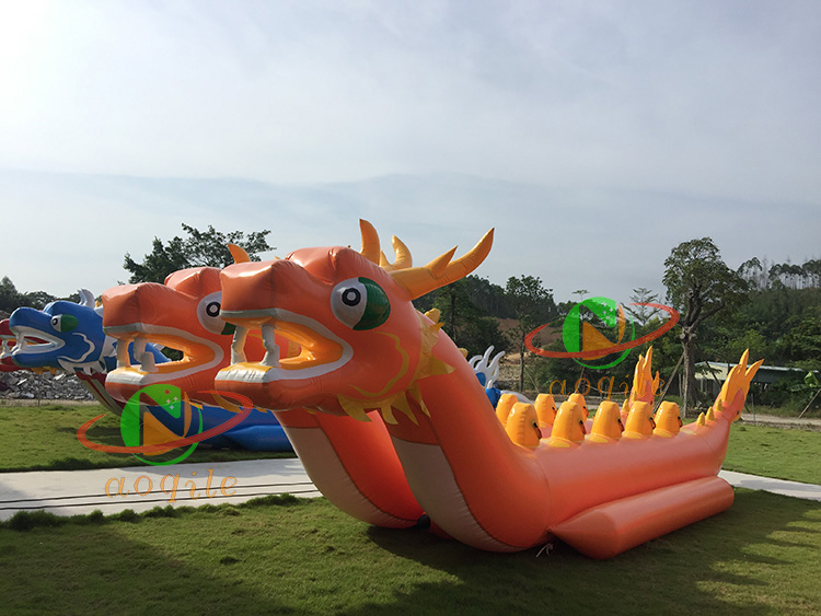 Inflable de doble tubo, barco Dragón, agua, plátano, barco, puede remolcar tubos de tobogán acuático para flotar peces voladores