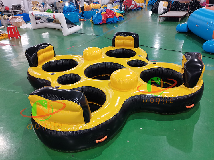 Aoqile Plataforma de agua inflable para varias personas, gran capacidad de carga, antideslizante, para reuniones grupales en la piscina del lago para eventos