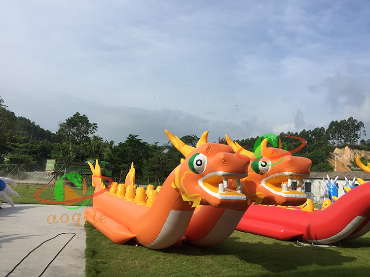 Inflable de doble tubo, barco Dragón, agua, plátano, barco, puede remolcar tubos de tobogán acuático para flotar peces voladores