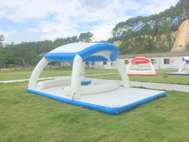 Plataforma flotante inflable mejorada para el sol, isla flotante, plataforma inflable de agua para ocio y entretenimiento con mesa