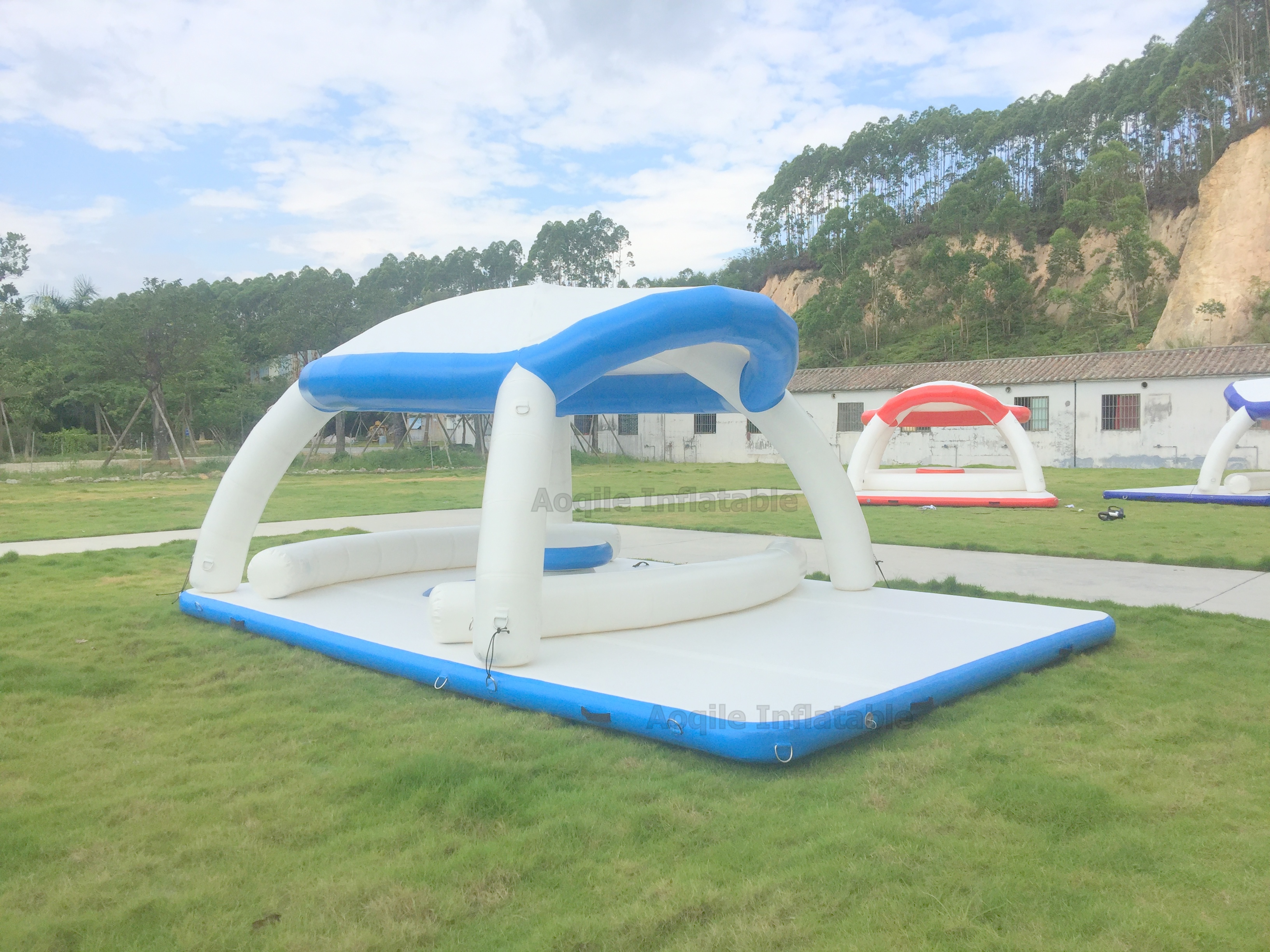 Plataforma flotante inflable mejorada para el sol, isla flotante, plataforma inflable de agua para ocio y entretenimiento con mesa