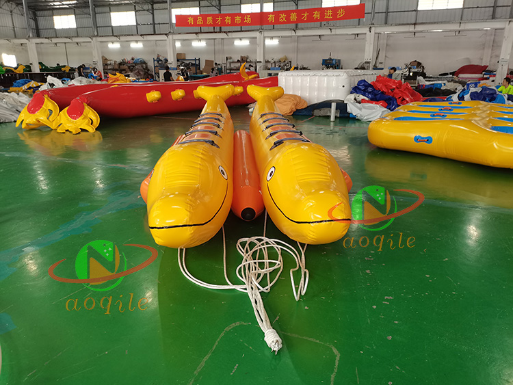 Deportes acuáticos de verano, juego de esquí acuático inflable, barco con forma de pez volador, tubo remolcable, barco inflable tipo Banana