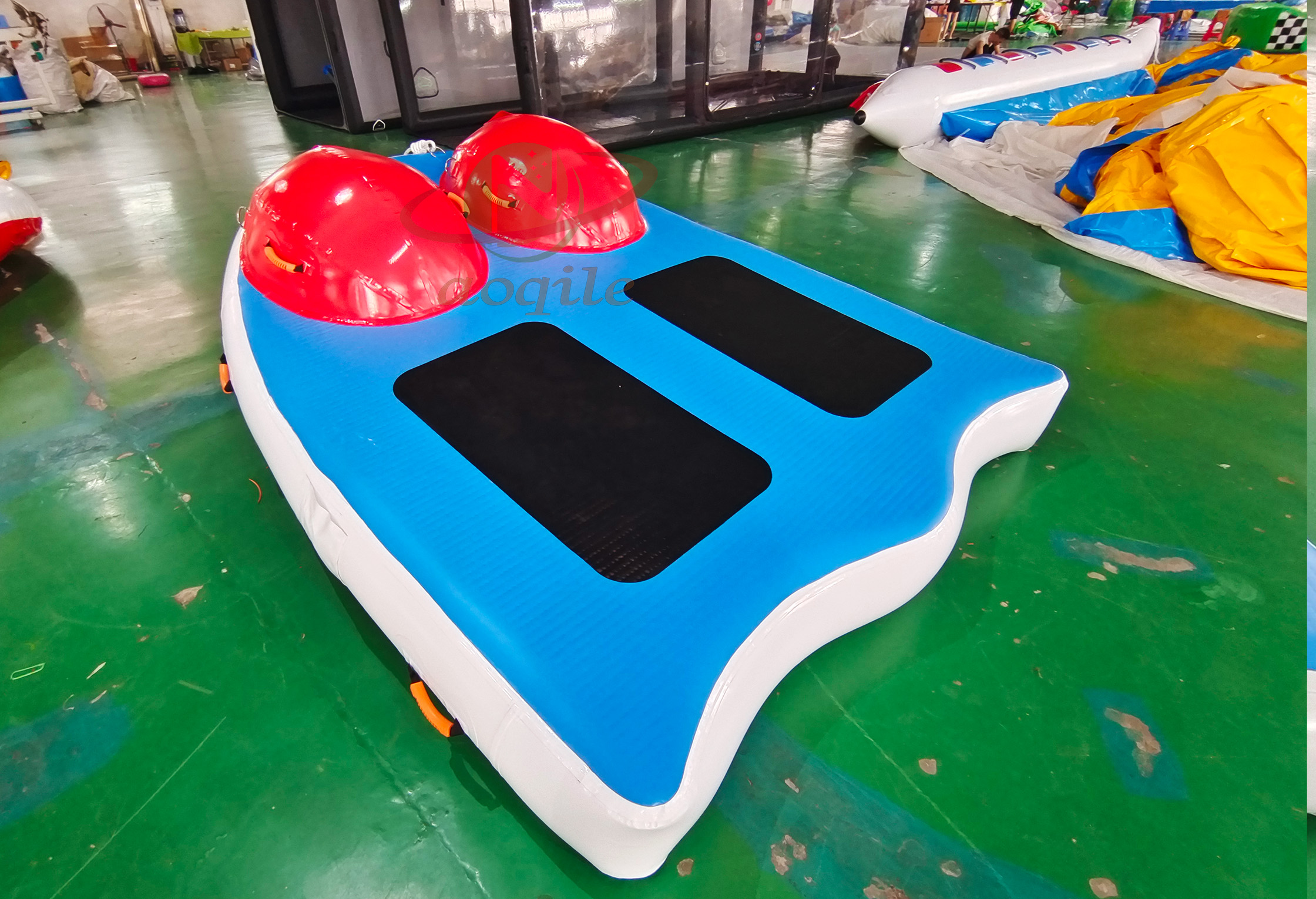 Plataforma flotante para deportes acuáticos para 2 personas, barco de arrastre inflable, tubo remolcable volador para navegación