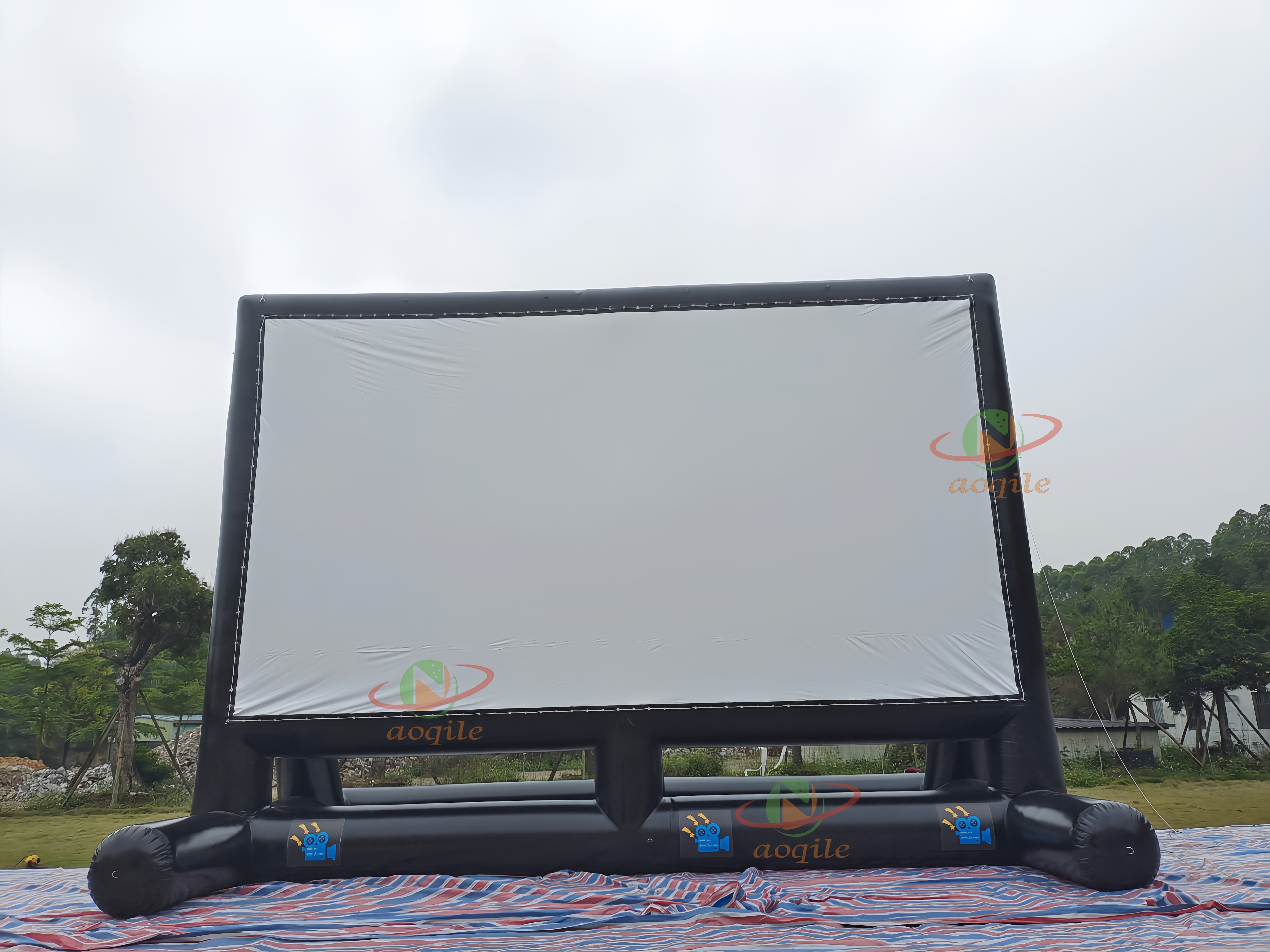 Pantalla de aire inflable grande, equipo de cine al aire libre, pantalla de cine inflable para exteriores, pantalla de proyector de películas