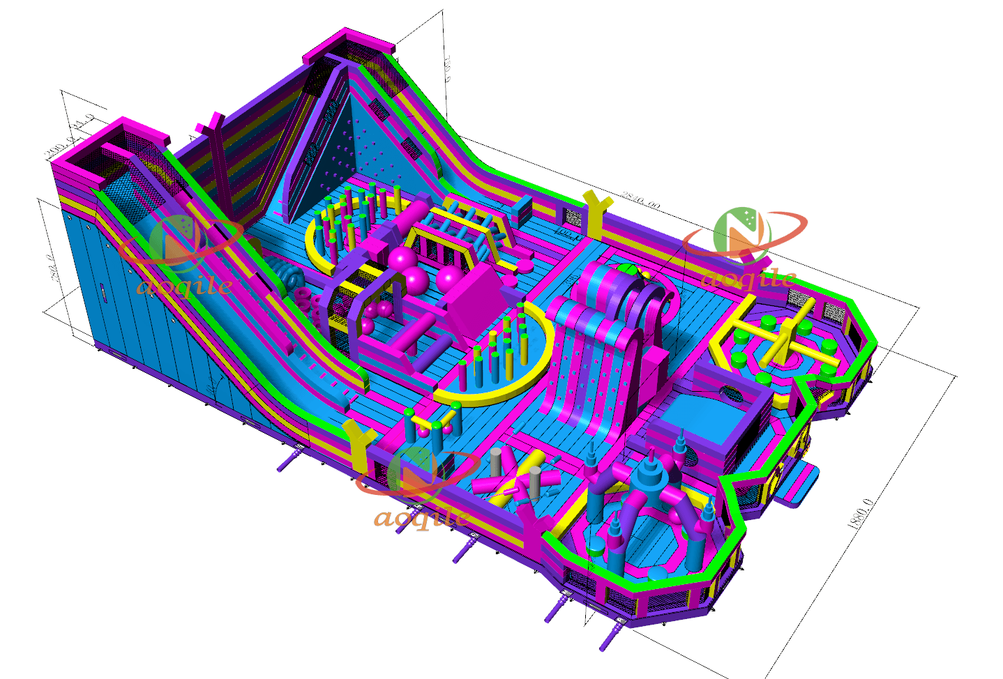 Aoqile, trampolín combinado con tobogán inflable grande personalizado de alta calidad para parque temático para eventos