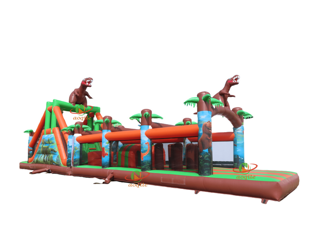 Barrera inflable animada linda del parque acuático con forma de dinosaurio