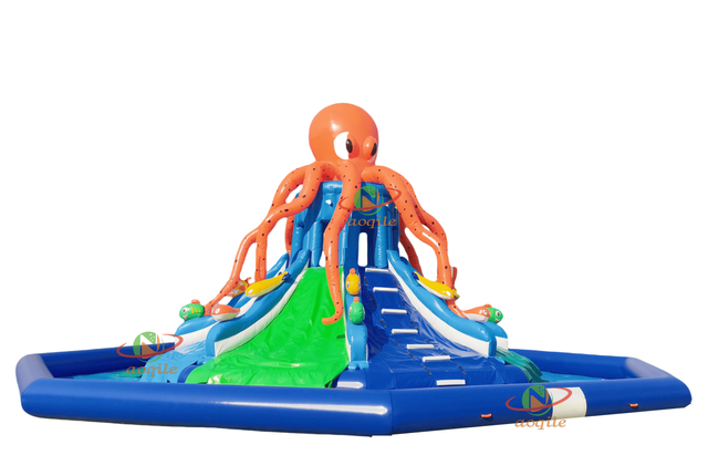 Tobogán acuático inflable personalizado de alta calidad estilo pulpo para parque acuático