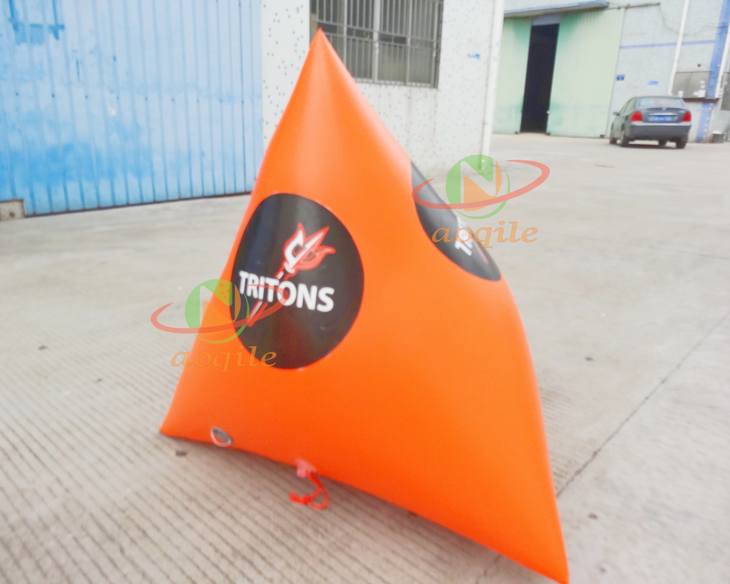 Boya triangular inflable para eventos acuáticos, boya de natación de agua flotante, boya marcadora inflable para actividades acuáticas