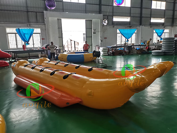 Deportes acuáticos de verano, juego de esquí acuático inflable, barco con forma de pez volador, tubo remolcable, barco inflable tipo Banana