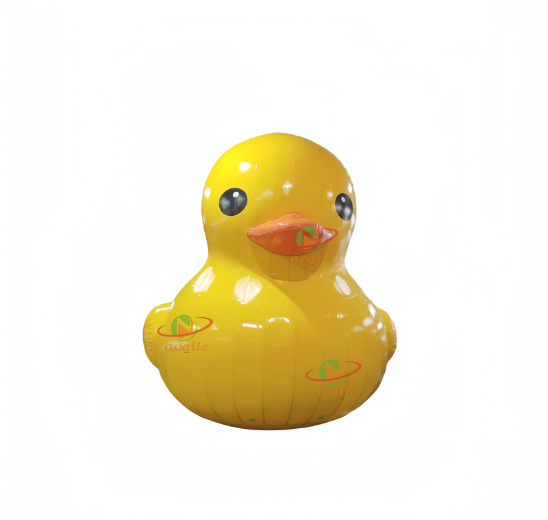 Pato de goma amarillo de dibujos animados inflable gigante, equipo de juego de entretenimiento, figura de dibujos animados de pato amarillo fijo con agua para promoción